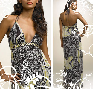 Shelli Segal Silk Chiffon Halter Dress