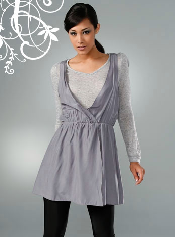 MK2K - Long Sleeve V Neck Dress